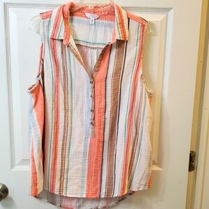 Time N Tru Striped Sleeveless Top XXL